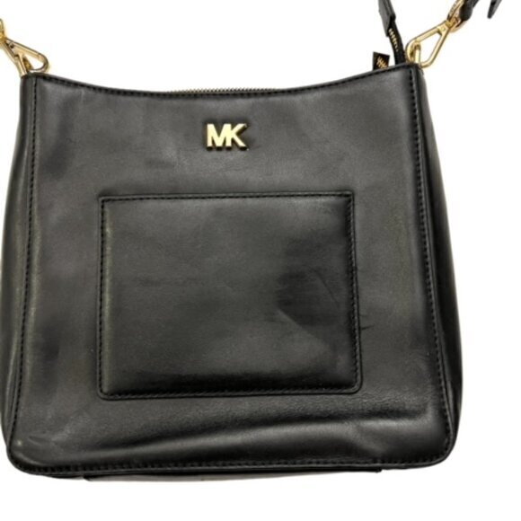🎉SALE🎉 MICHAEL KORS Gloria Soft‎ Leather Black Crossbody Wide Strap Designer - Picture 2 of 11